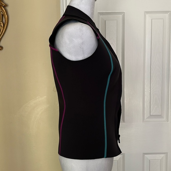 prAna Kelis Black Neoprene Surf Vest Rashguard Swim Top UPF 50 Size Small Zip Up - Picture 5 of 6